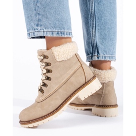 Women's hiking boots with sheepskin brown 1