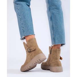 Beige women's boots made of ecological suede 2