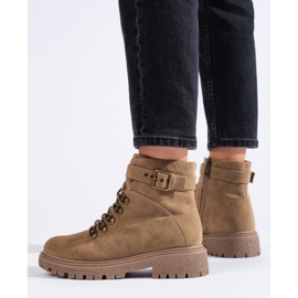 Women's suede hiking boots beige 1