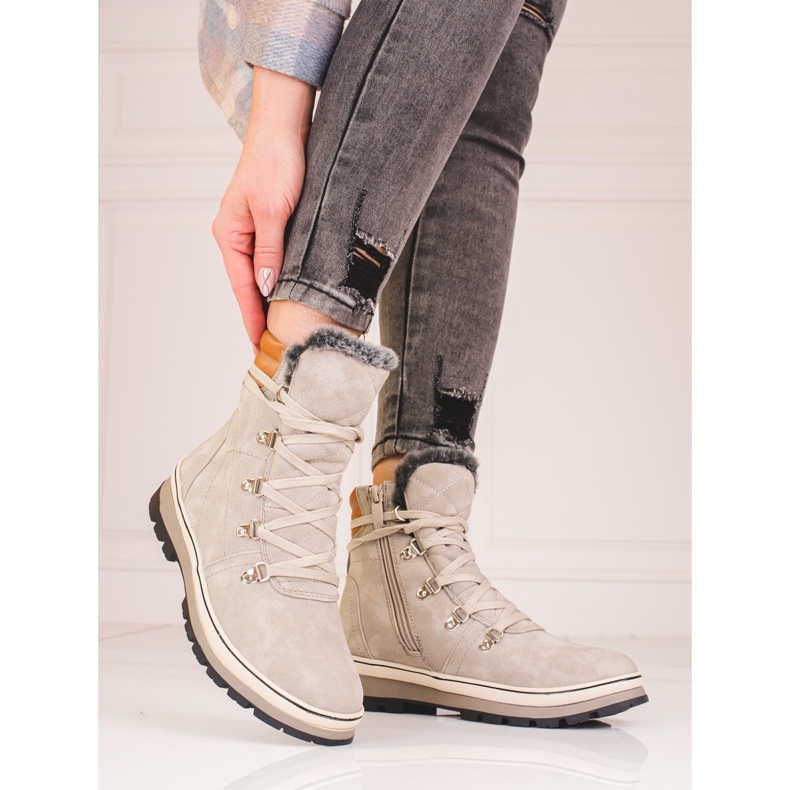 Women's gray insulated hiking boots grey 2