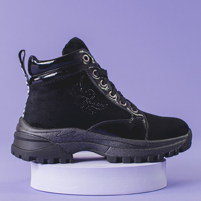 Black girls boots with a thick sole 1