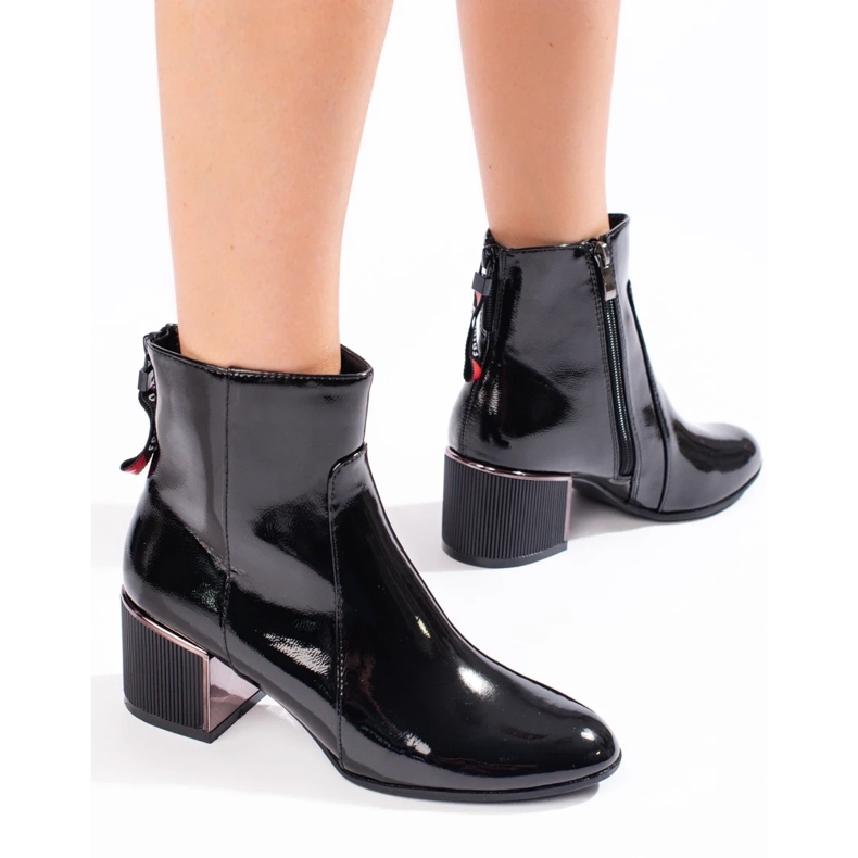 Patent leather women's boots black 2