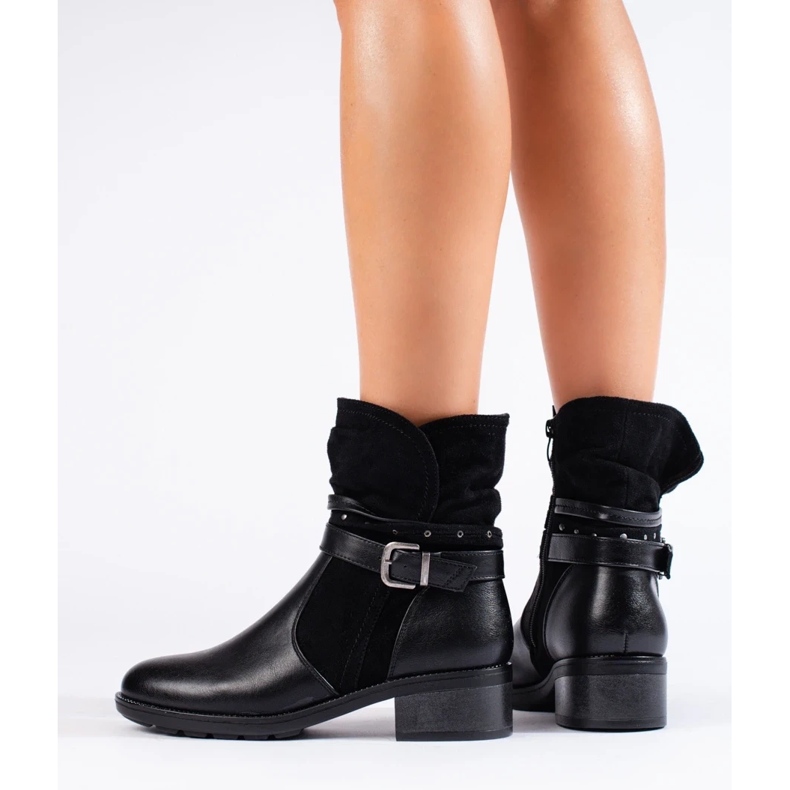 Women's ankle boots with decorative strap black 1