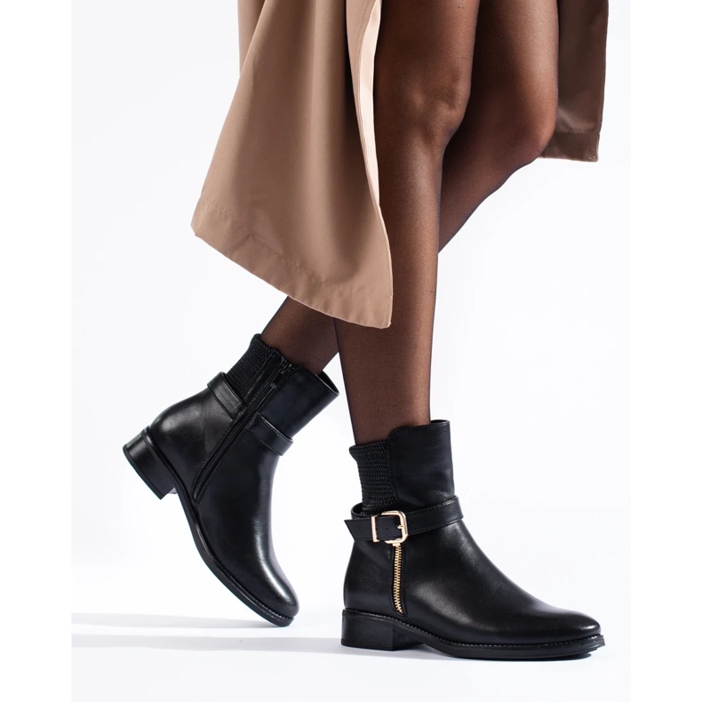 Women's flat ankle boots black 1
