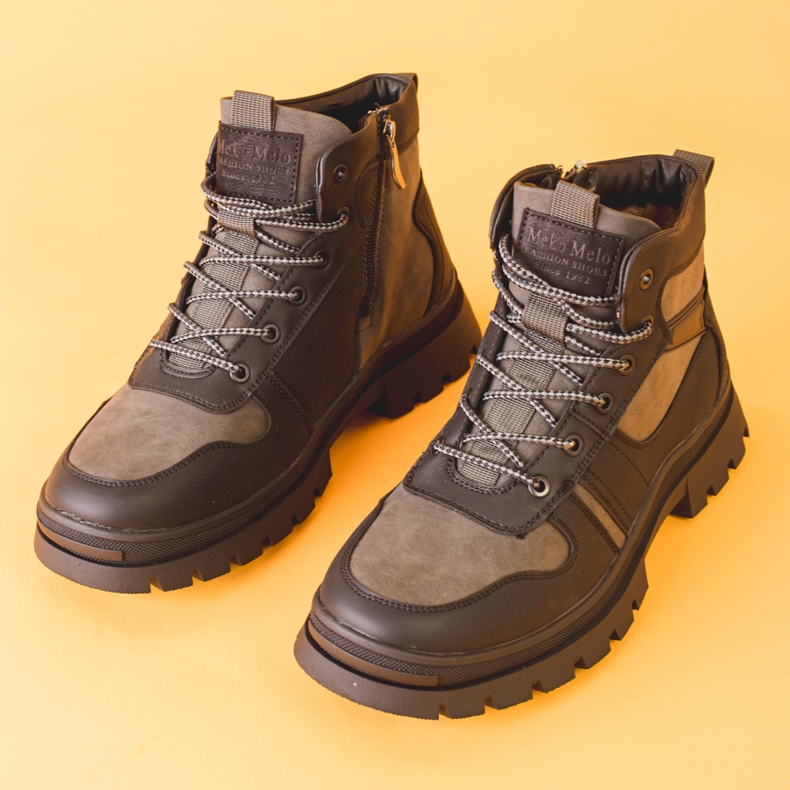 Men's winter boots insulated with fur grey 1