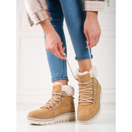 Women's trappers on the platform beige 2