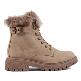 Women's boots with fur beige 2