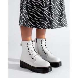 Women's white lace-up boots Big Star KK274536 1