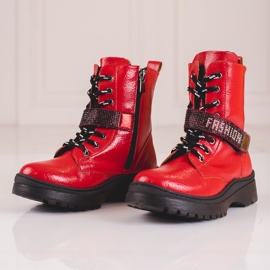 W. Potocki Potocki girls' boots with crystals red 2