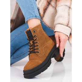 Leather women's shoes Big Star KK274524 brown 2