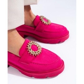 Women's suede fuchsia half-boots pink 1