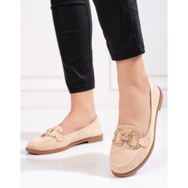 Women's beige suede moccasins 2 Women's beige suede moccasins 2
