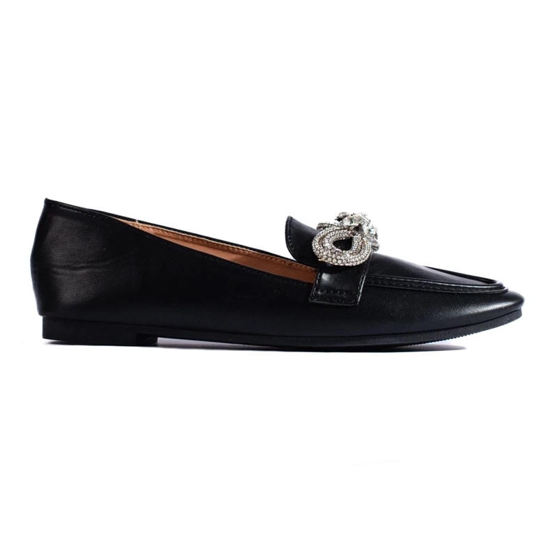 Elegant women's moccasins with decoration black 1