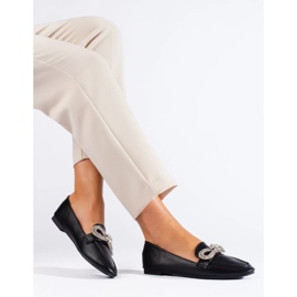 Elegant women's moccasins with decoration black 2