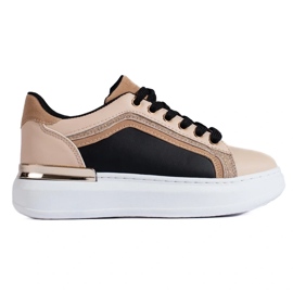 Women's sneakers beige with glitter 2