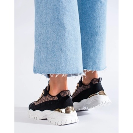 Women's black sneakers with a pattern 1