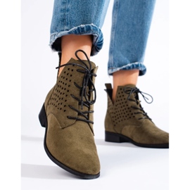 W. Potocki Women's openwork lace-up boots Potocki green 1