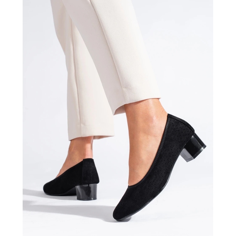 W. Potocki Women's black openwork pumps Potocki 1