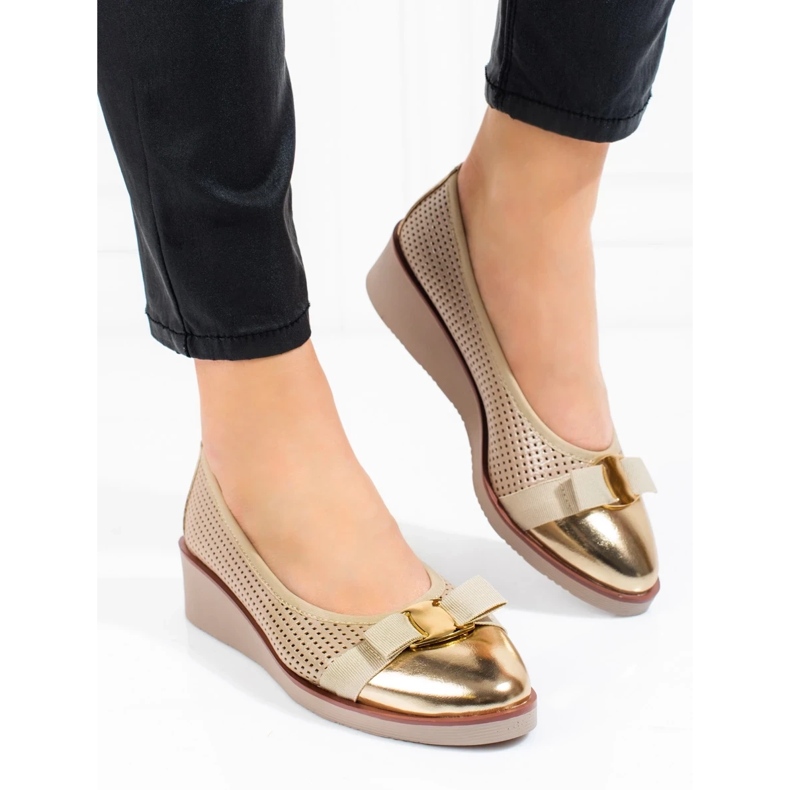 W. Potocki Women's pumps Potocki gold openwork beige 2