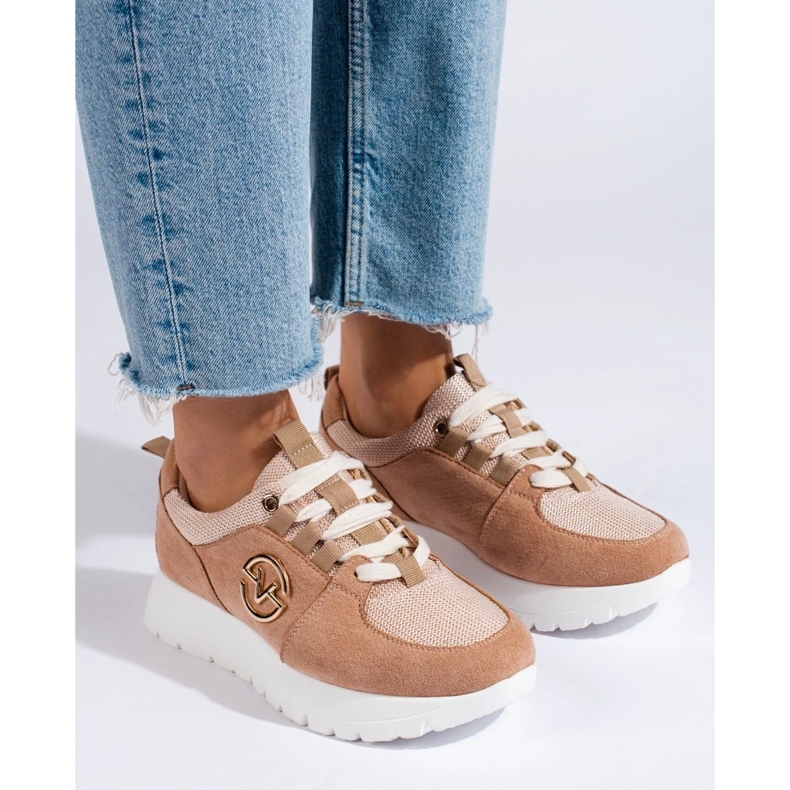 Vinceza beige women's sports shoes 2