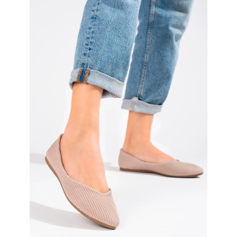 Vinceza women's textile ballerinas beige 2