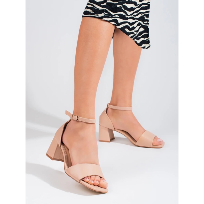 Classic beige low heel sandals from Shelovet 2