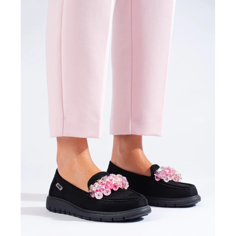 Women's platform moccasins Shelovet suede black 1