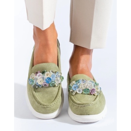 Women's moccasins on the platform Shelovet green 2