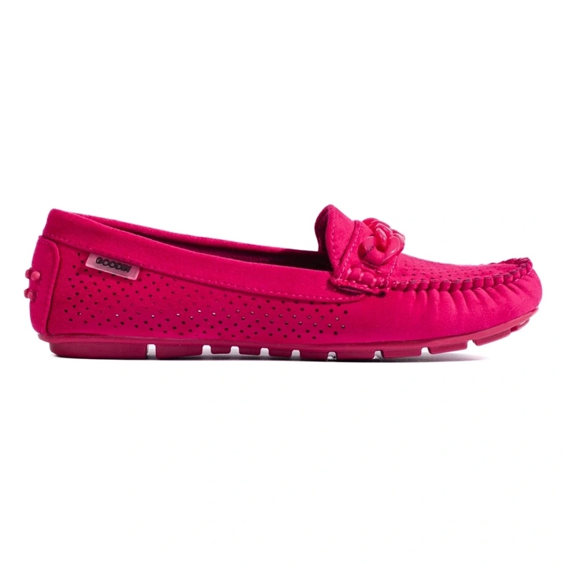 Shelovet pink openwork suede loafers for women 2