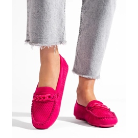 Shelovet pink openwork suede loafers for women 1 Shelovet pink openwork suede loafers for women 1