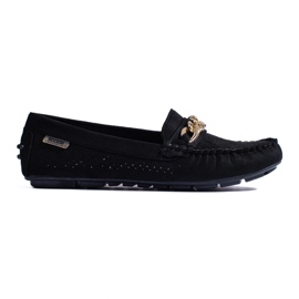 Openwork light loafers with Shelovet chain black 2