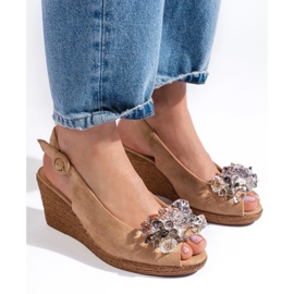 W. Potocki Women's beige espadrille wedge sandals from Potocki 1