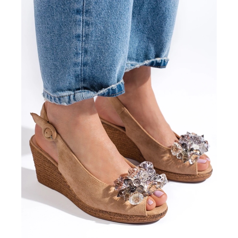 W. Potocki Women's beige espadrille wedge sandals from Potocki 1