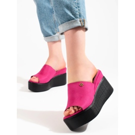 Pink women's high wedges 2