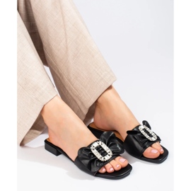 Black women's slippers with a Shelovet bow 2