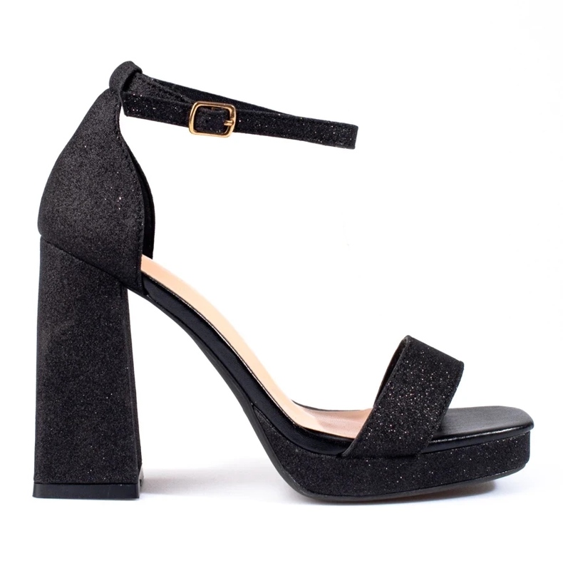 Women's brocade high heel sandals from Shelovet black 1