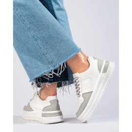 Women's sports shoes sneakers on a high platform Shelovet white and gray 2