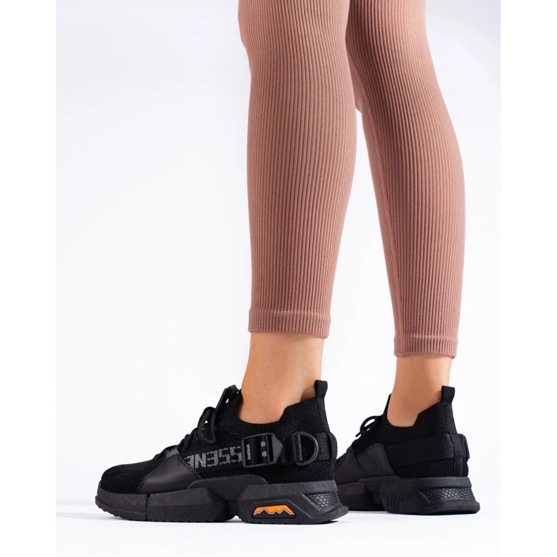 Shelovet women's black openwork sneakers 1