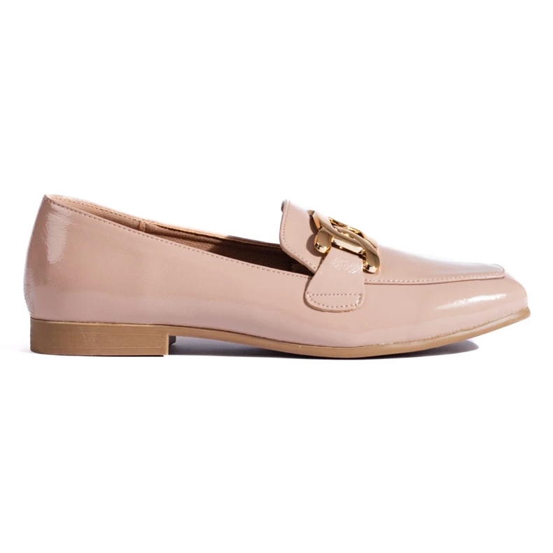 Lacquered pink women's shoes with a Shelovet chain 2