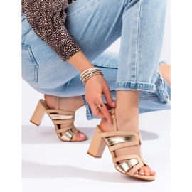 Vinceza Women's beige and gold heel sandals from Vineza 1