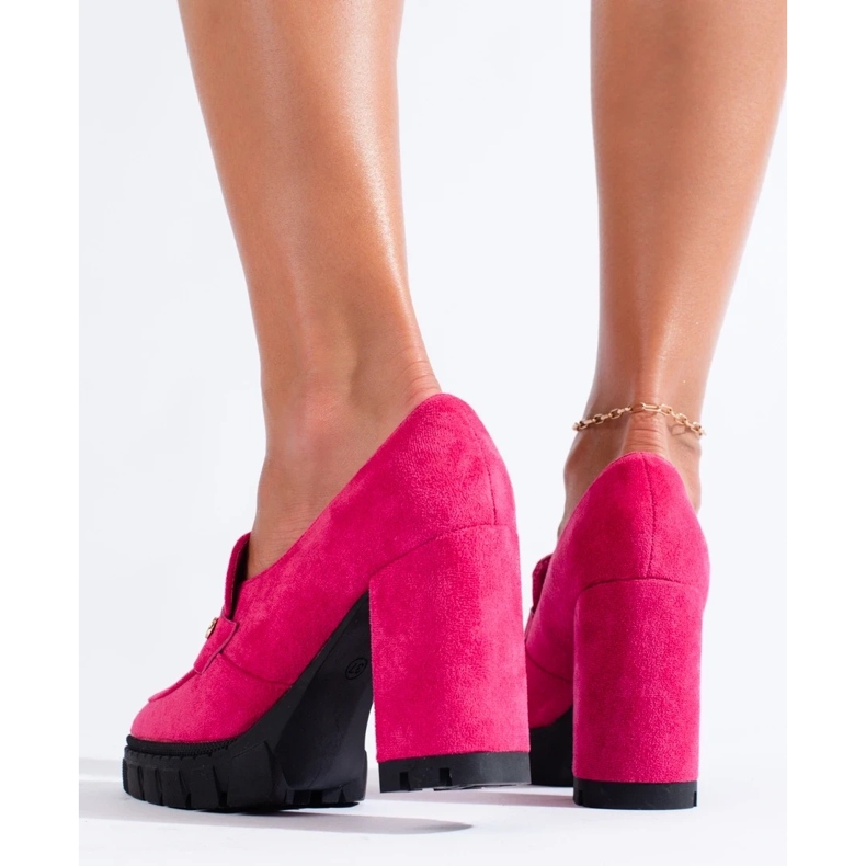 Pink suede high heel shoes from Vinceza 1