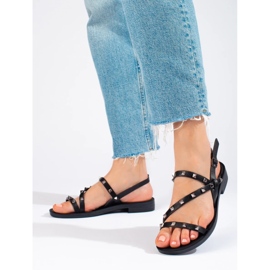 W. Potocki Black Roman sandals with Potocki studs 2