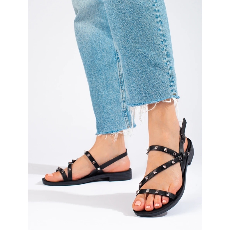 W. Potocki Black Roman sandals with Potocki studs 2