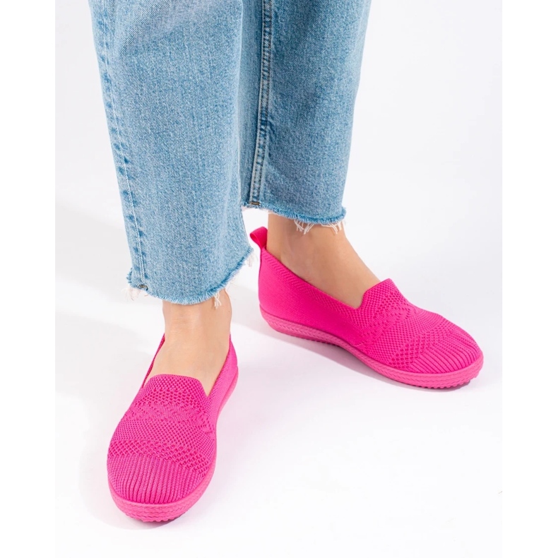 Women's textile slip-on sneakers Shelovet pink 2