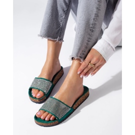 Shelovet green cork sliders with zircons 2