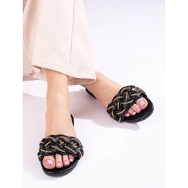 Elegant black sandals with a chain from Shelovet 2