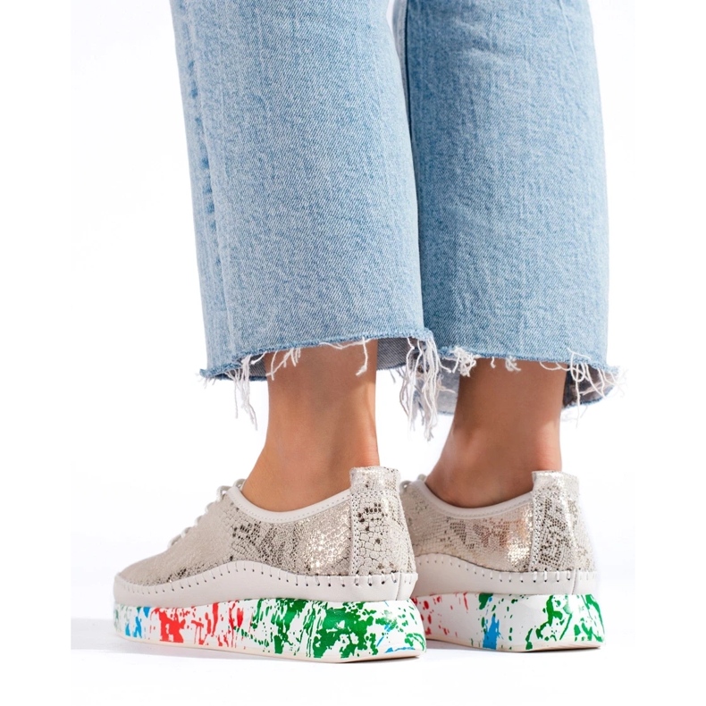 Women's leather shoes with a colorful platform Shelvt golden 1 Women's leather shoes with a colorful platform Shelvt golden 1