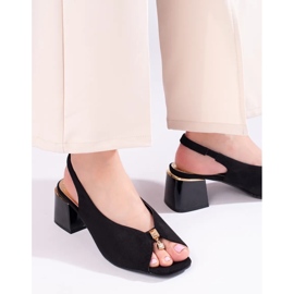 Black elegant women's suede sandals on the Shelovet post 2