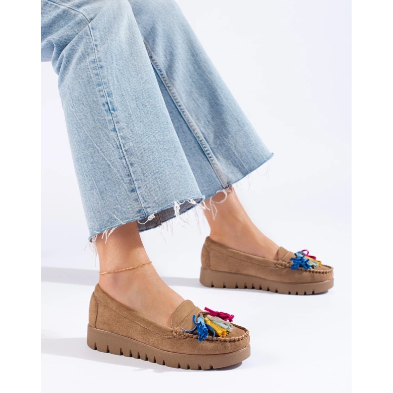 W. Potocki Potocki suede boho loafers with tassels beige 2