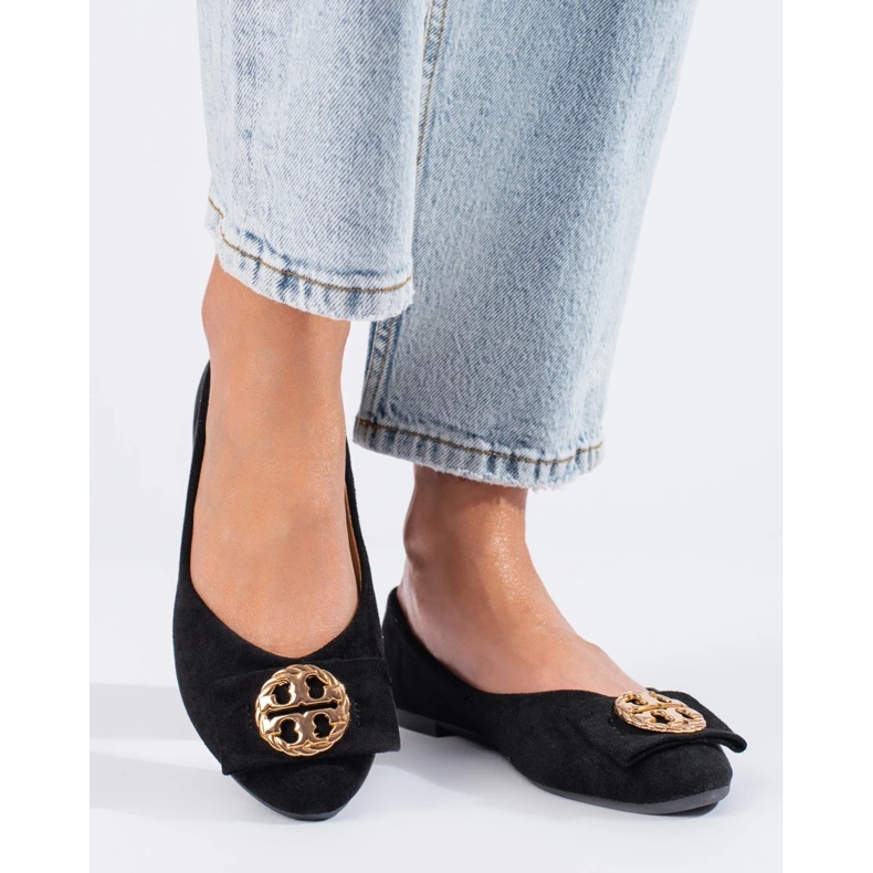 W. Potocki Black suede ballerinas with decoration from Potocki 2